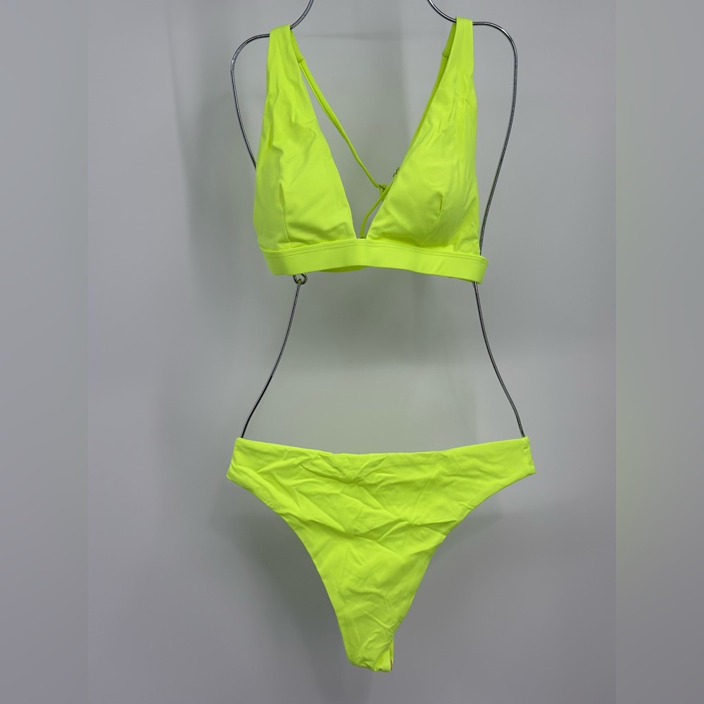 ZAFUL Women's Solid Spaghetti Strap Bralette Bikini Set Two Piece Swimsuit